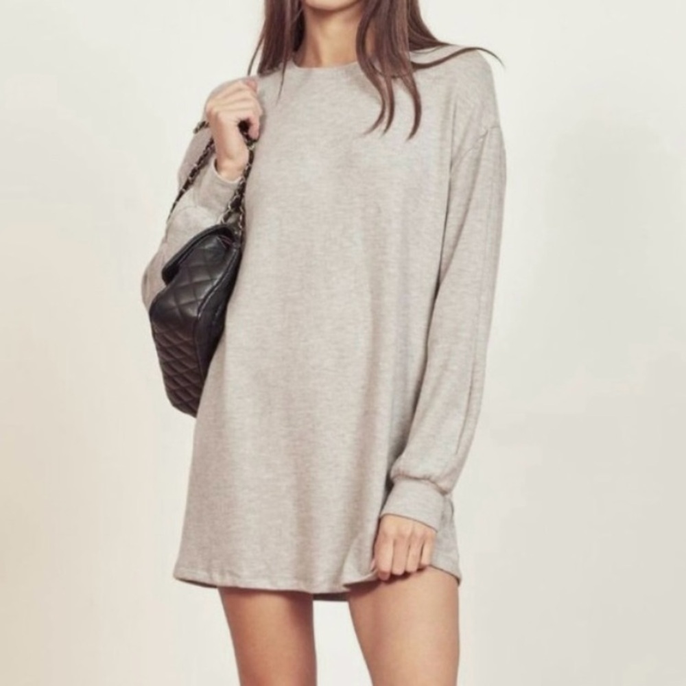 Reformation Radlee Dress in Heather Gray size S